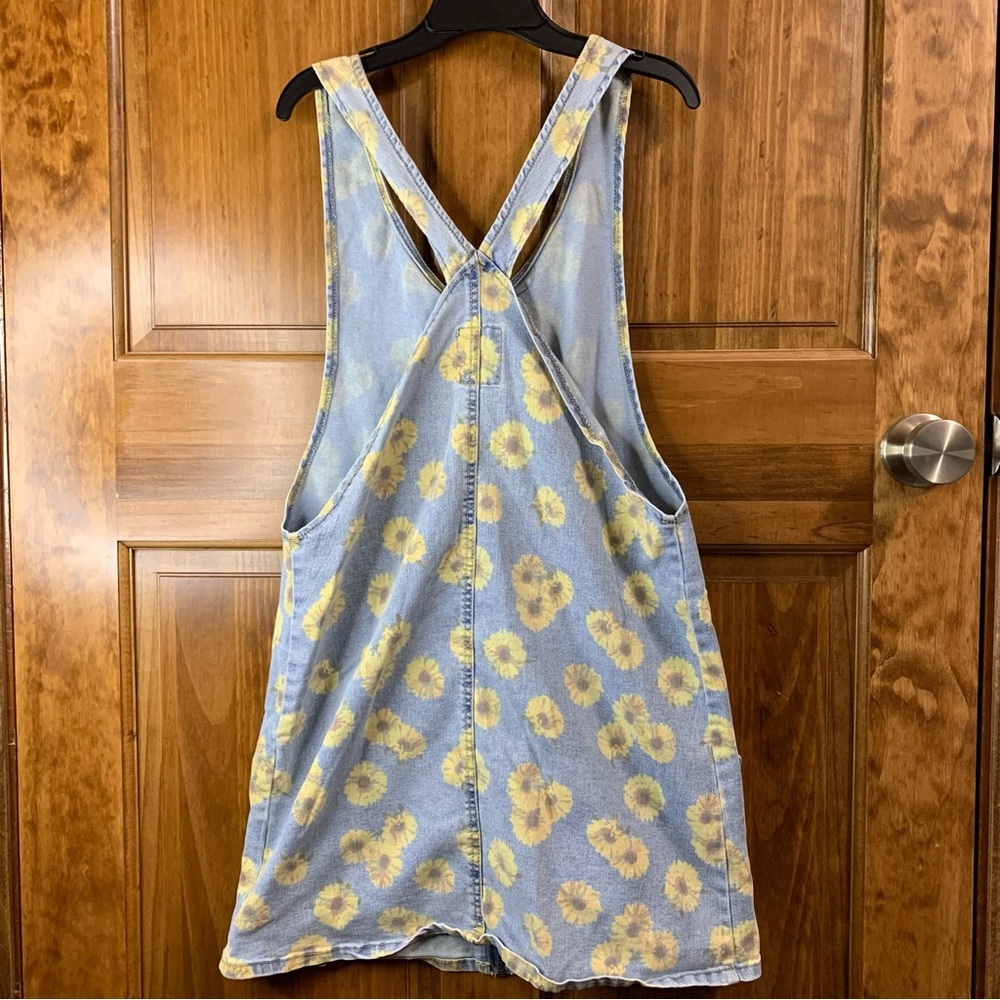 Vintage sunflower print denim jean dress with front zipper size medium - Picture 6 of 7
